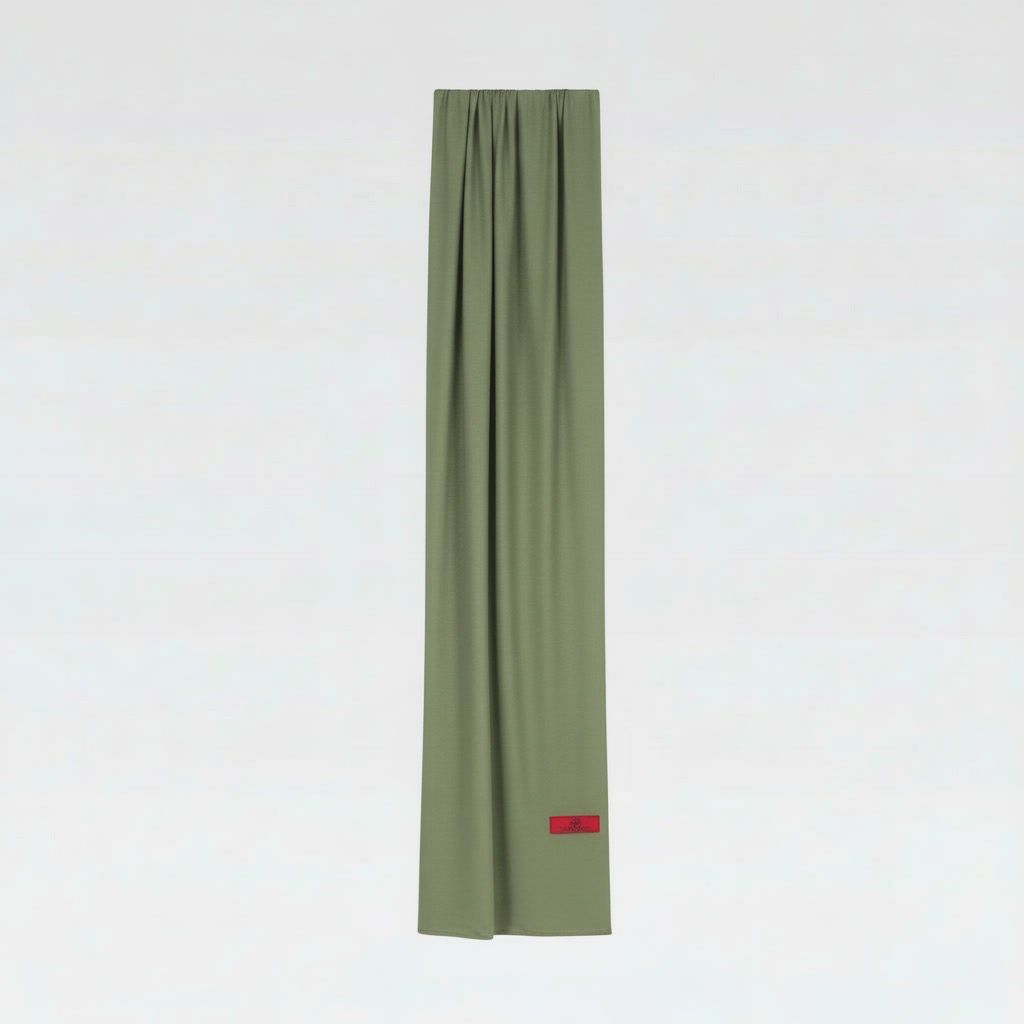 Olive Green Satin Liquid Jersey Scarf