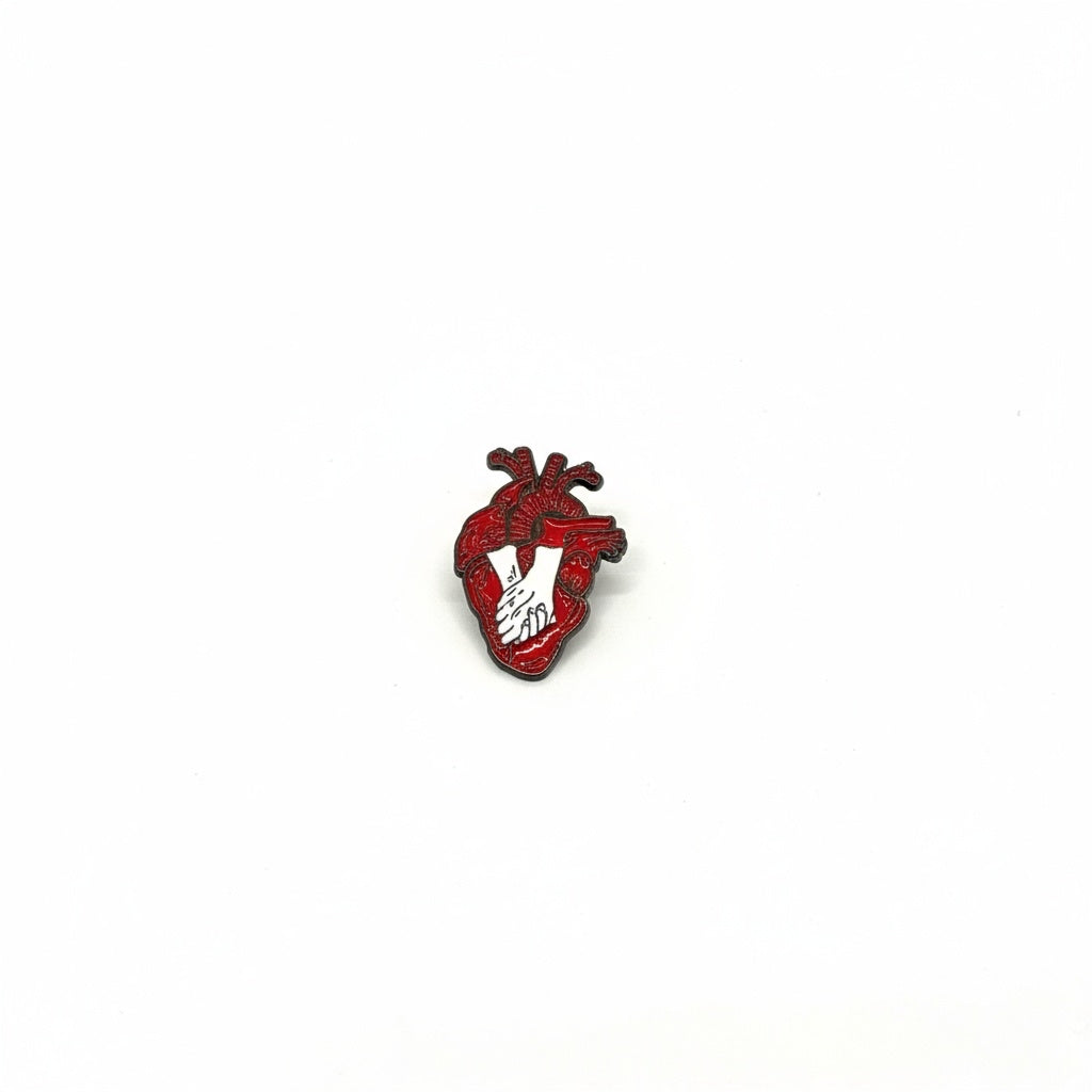 Enamel Sticker Pin - Holding Hands in Heart