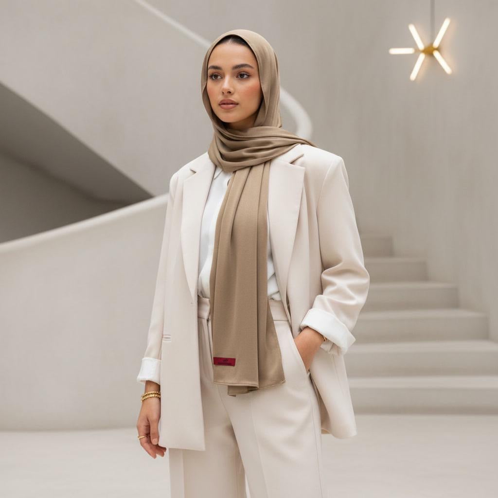 Sand Satin Liquid Jersey Scarf