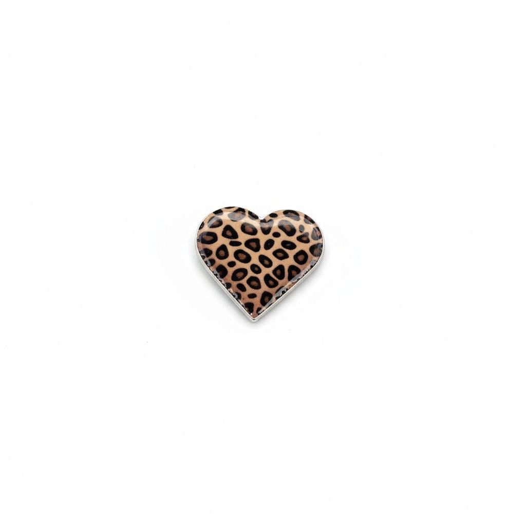 Enamel Sticker Pin – Leopard Print Heart