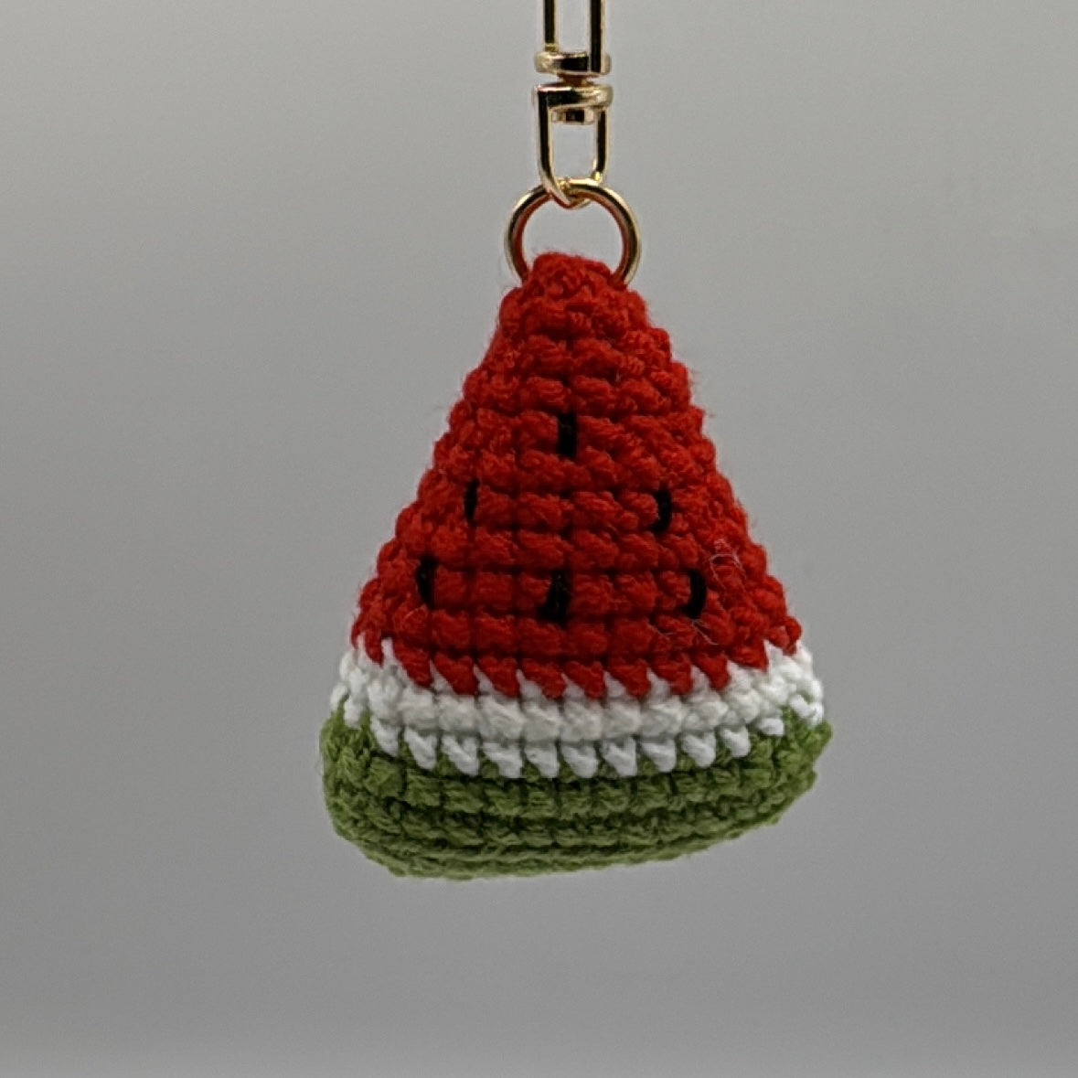 Handmade red crochet watermelon keychain