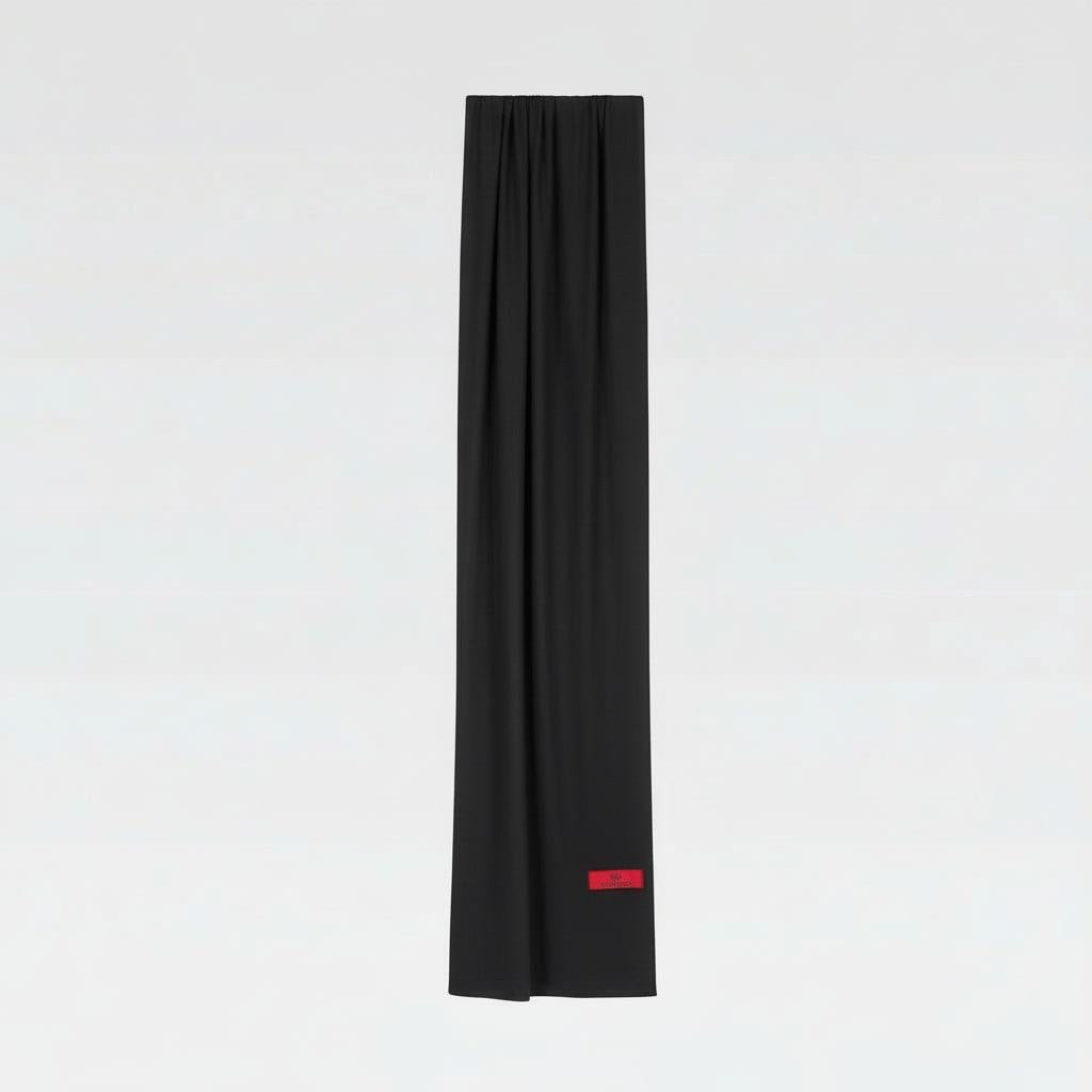 Black Satin Liquid Jersey Scarf