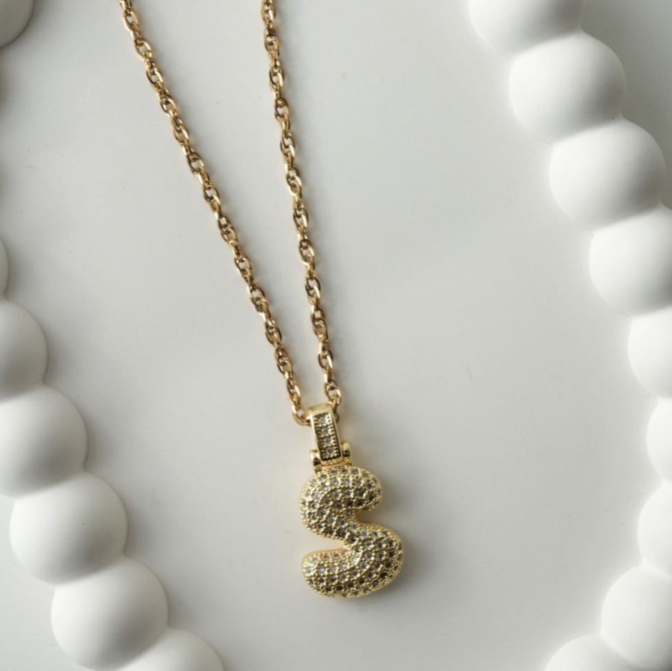 Gold Letter Pendant Necklace-Initials A-Z