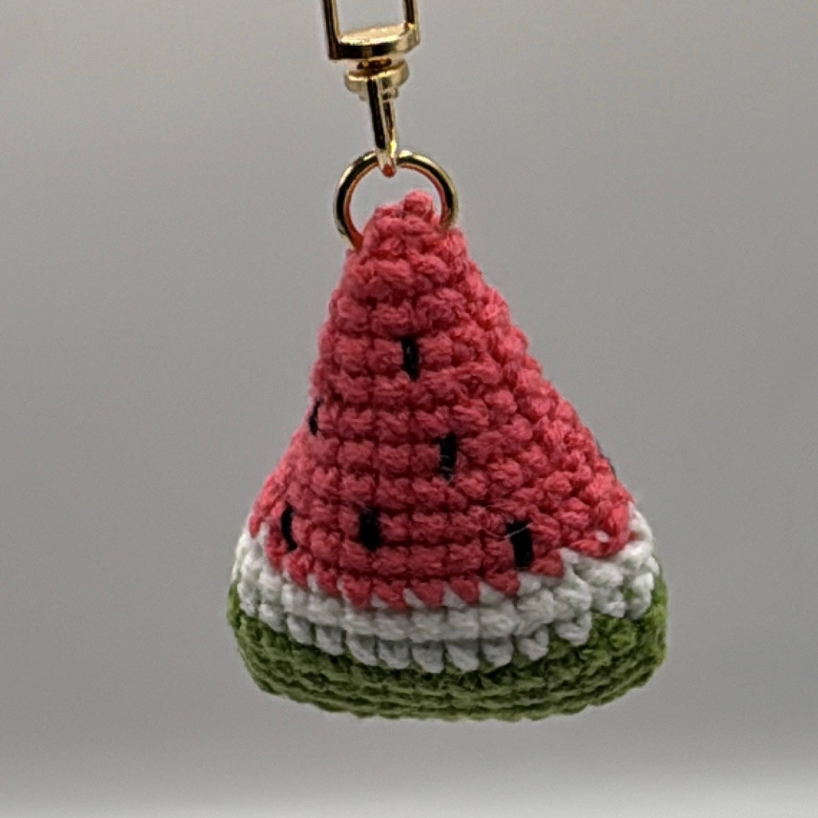 Handmade pink crochet watermelon keychain