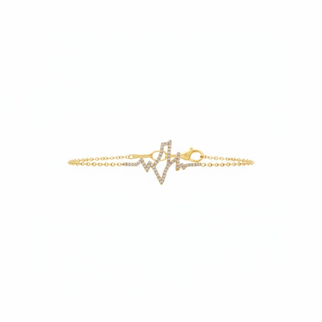 Heartbeat Bracelet – Gold with Crystals