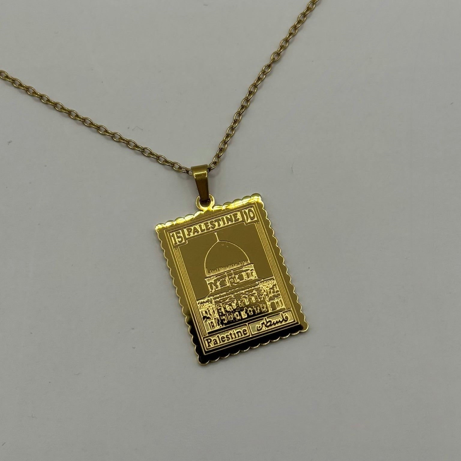 Jerusalem stamp necklace - 18k gold plated