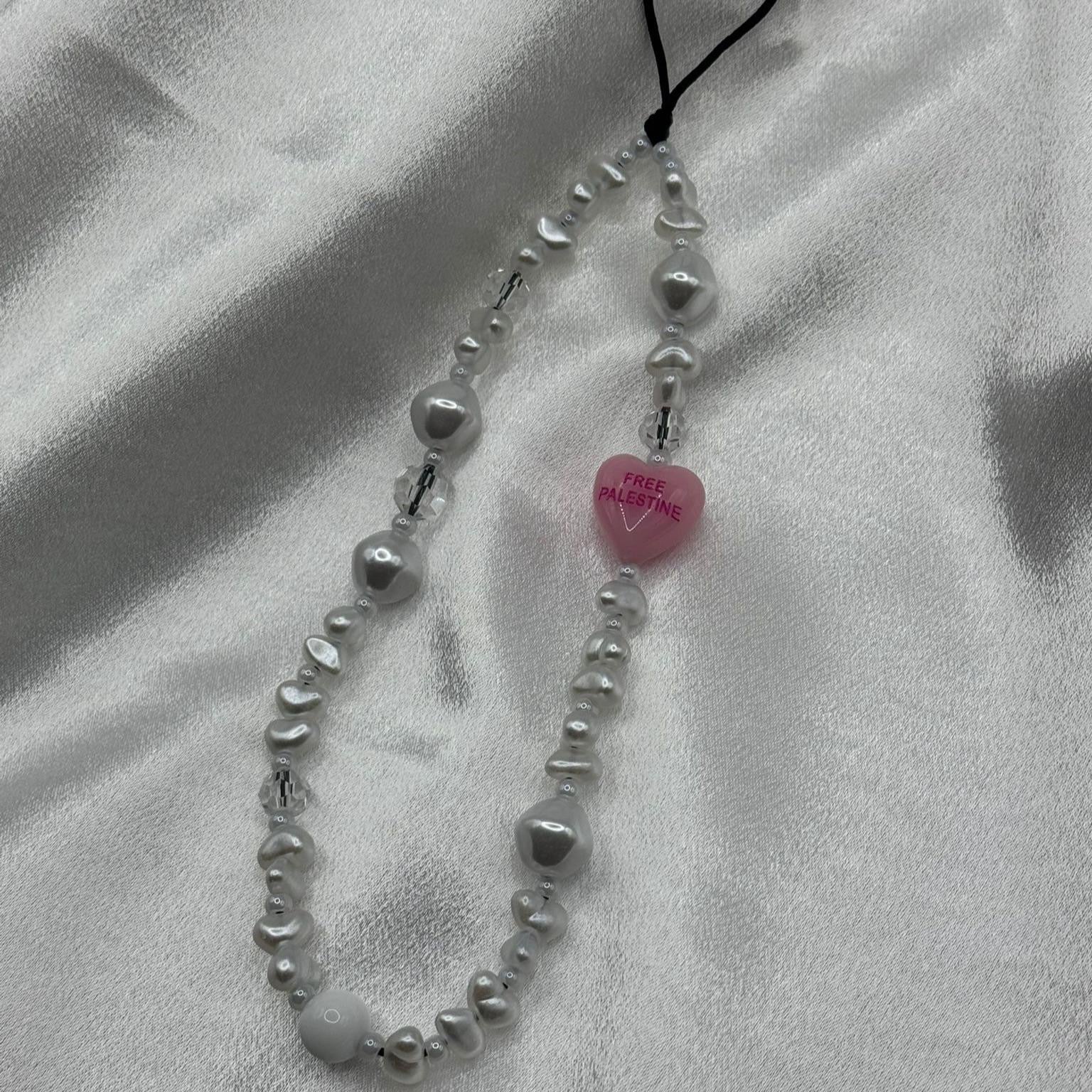 Phone-Chain with pink palestine heart