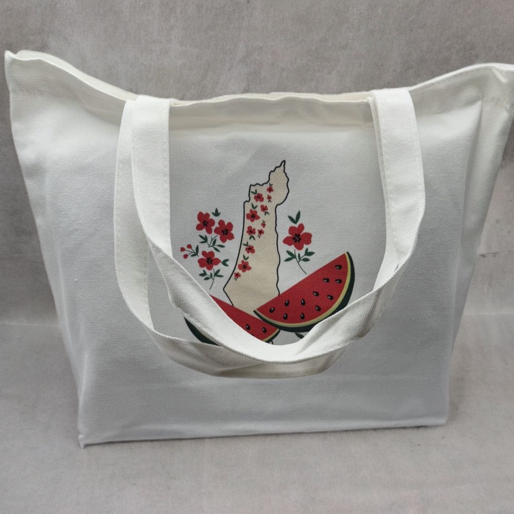 Tote Bag - Palestine Map Watermelon Design