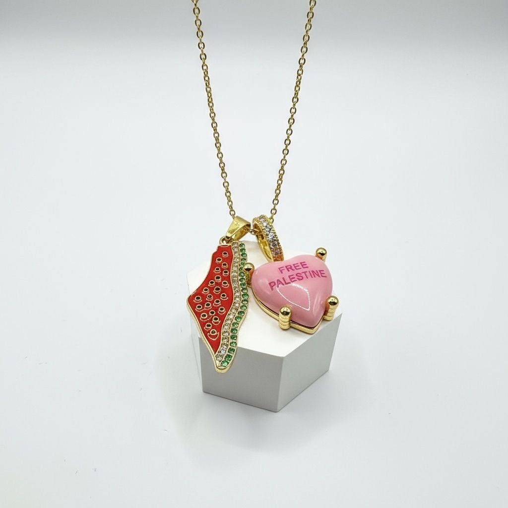 Watermelon Necklace with pink Heart Pendant
