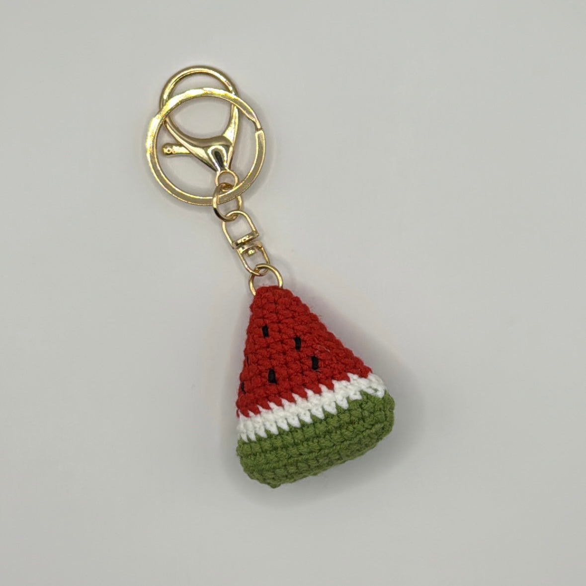 Handmade red crochet watermelon keychain