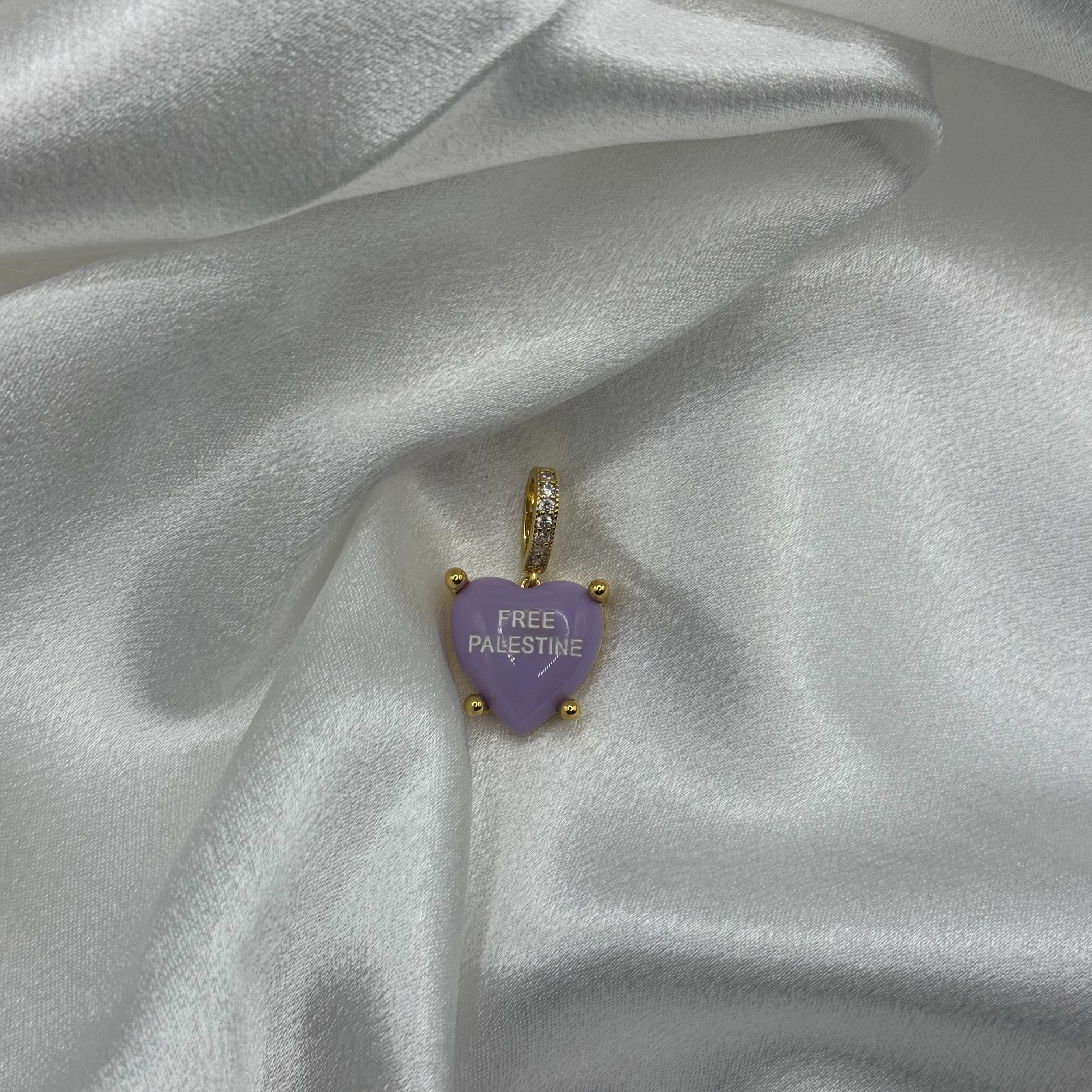 Heart Pendant "Free Palestine" Purple