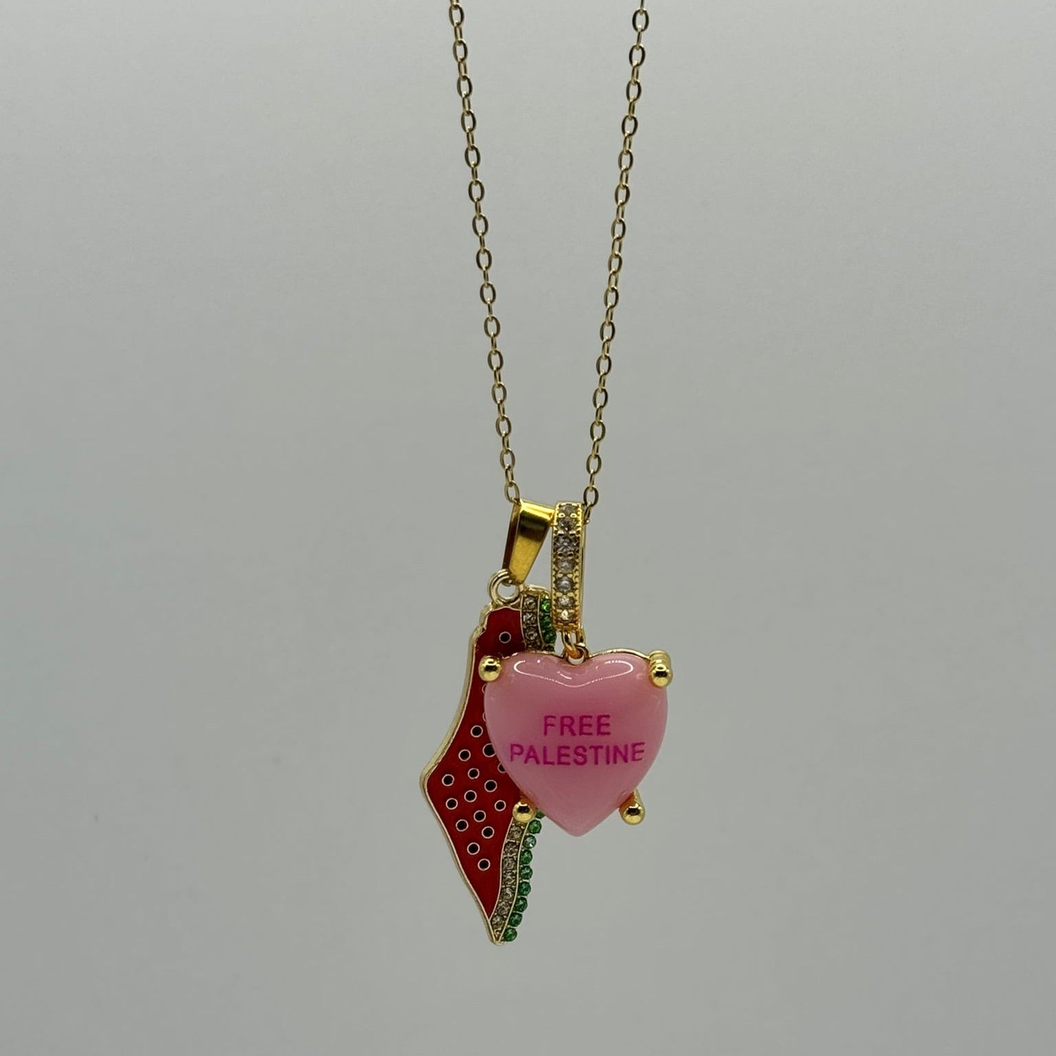 Watermelon Necklace with pink Heart Pendant
