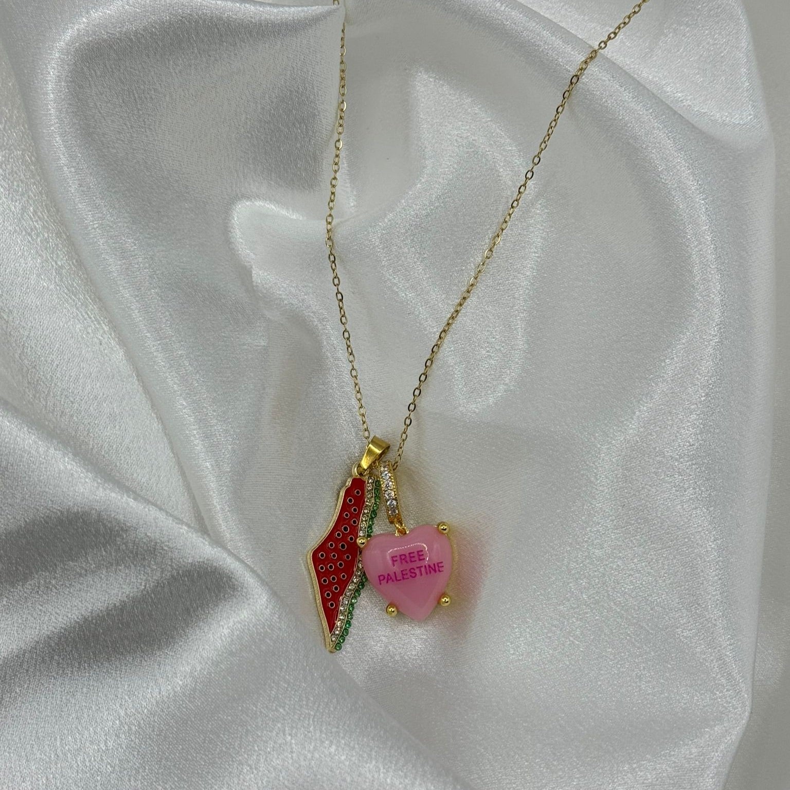 Watermelon Necklace with pink Heart Pendant