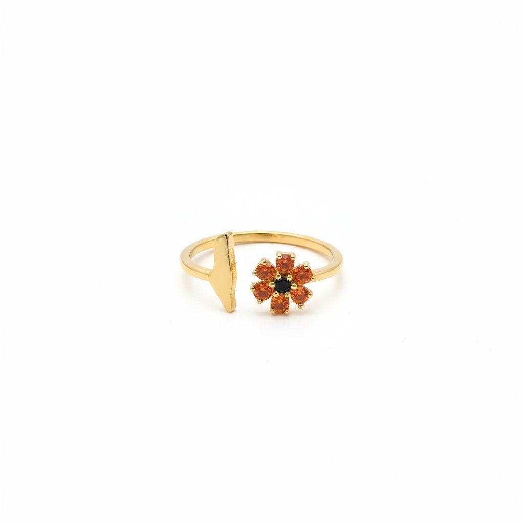Palestine flower ring 18k gold plated