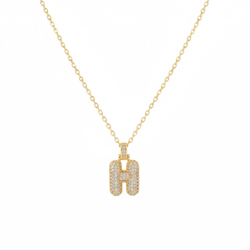 Gold Letter Pendant Necklace-Initials A-Z