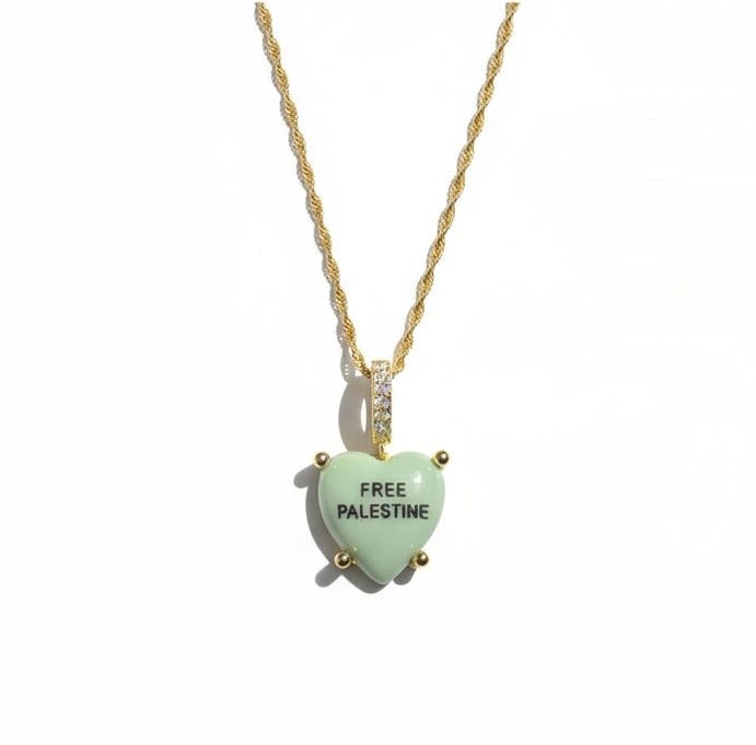Matcha Charm „Free Palestine“ with necklace