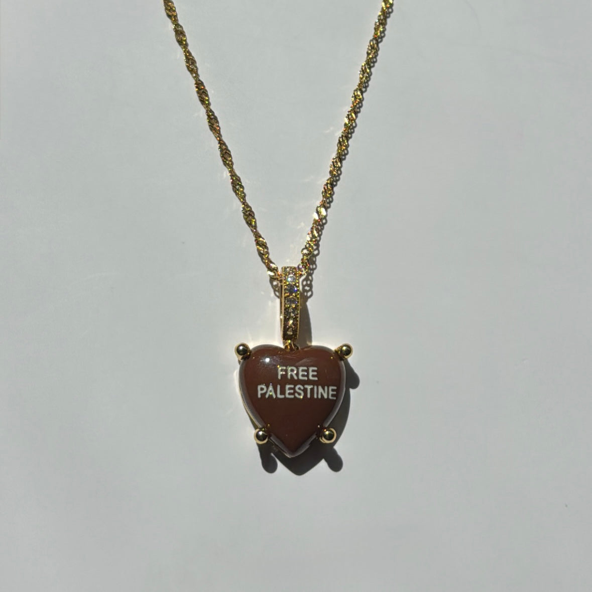 Hazelnut Charm „Free Palestine“ with necklace
