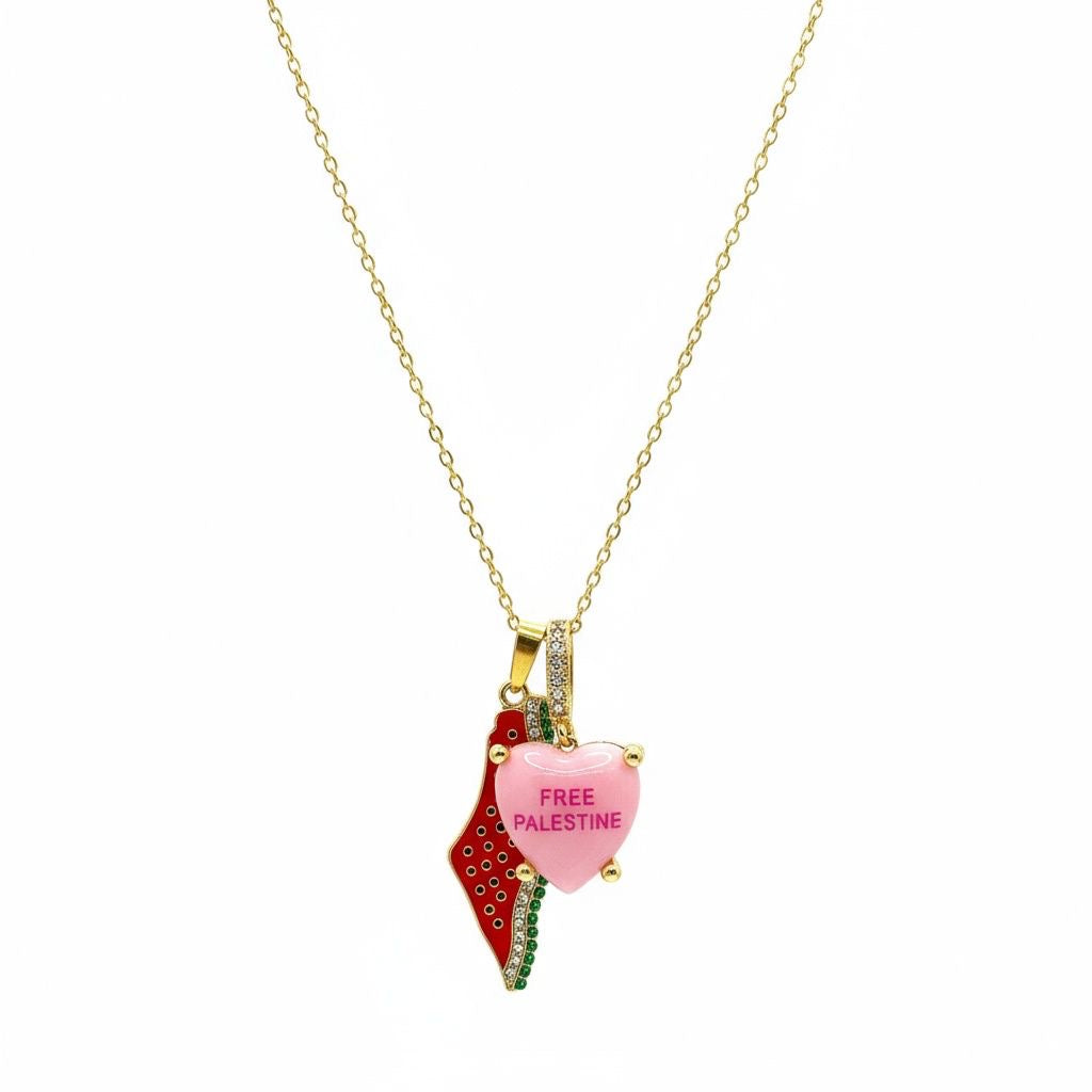 Watermelon Necklace with pink Heart Pendant