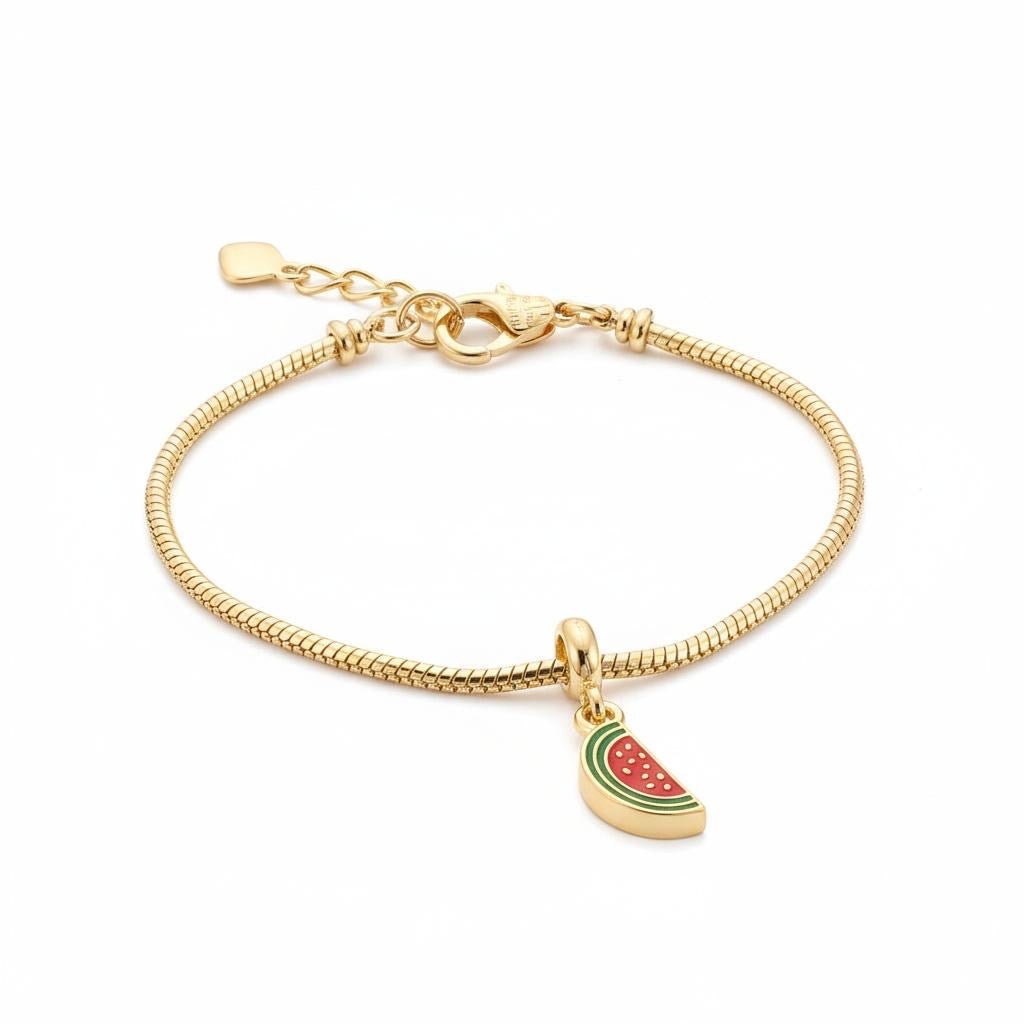 Gold bracelet with melon charm 18k gold plated