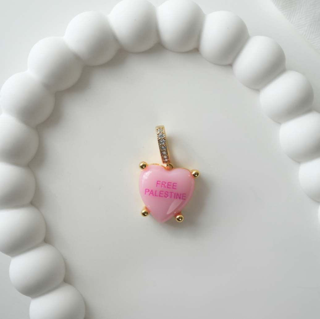 Heart Pendant "Free Palestine" Pink