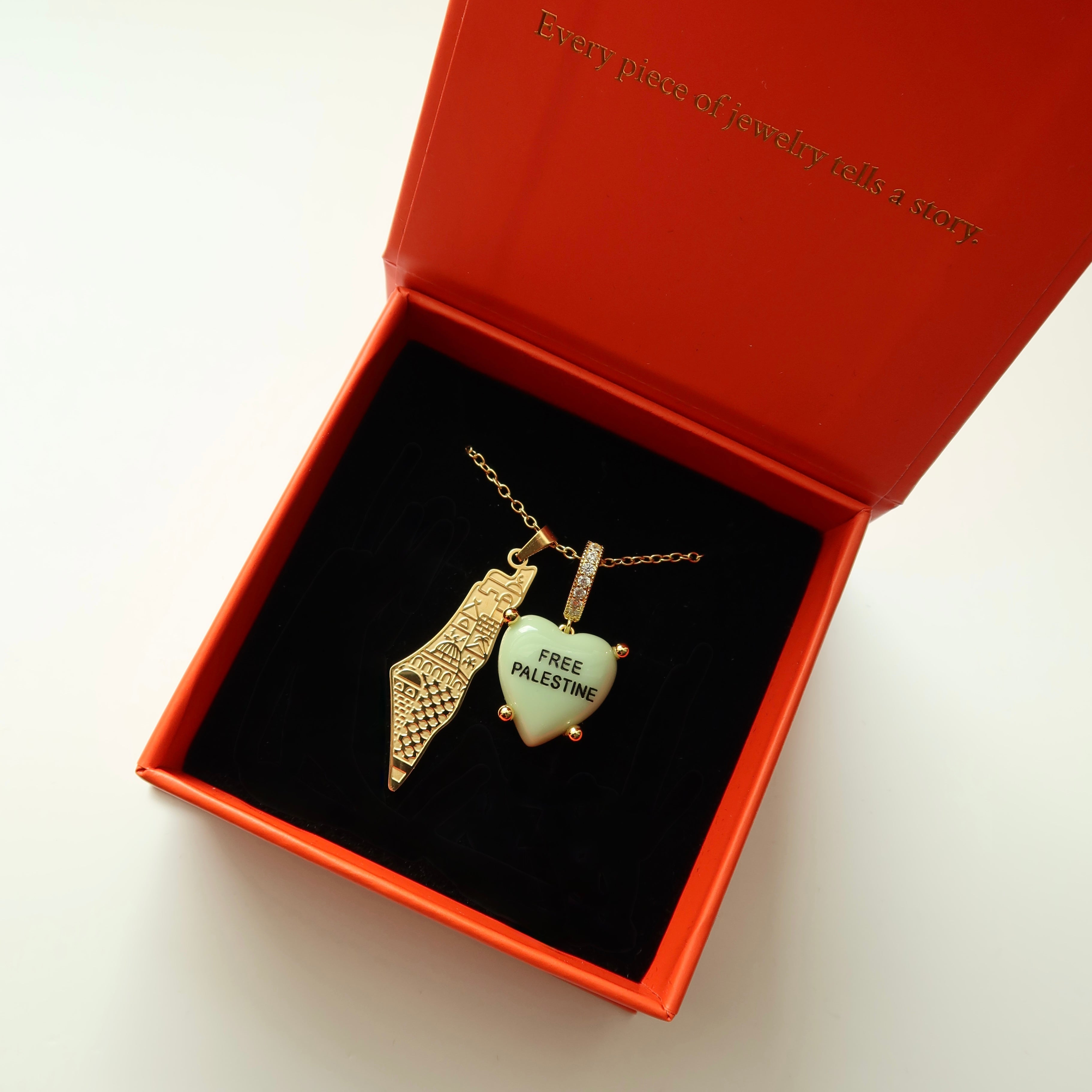 Jerusalem necklace + matcha charm 18k gold plated