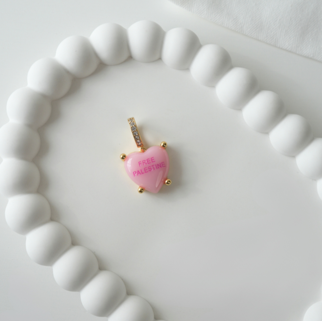 Heart Pendant "Free Palestine" Pink