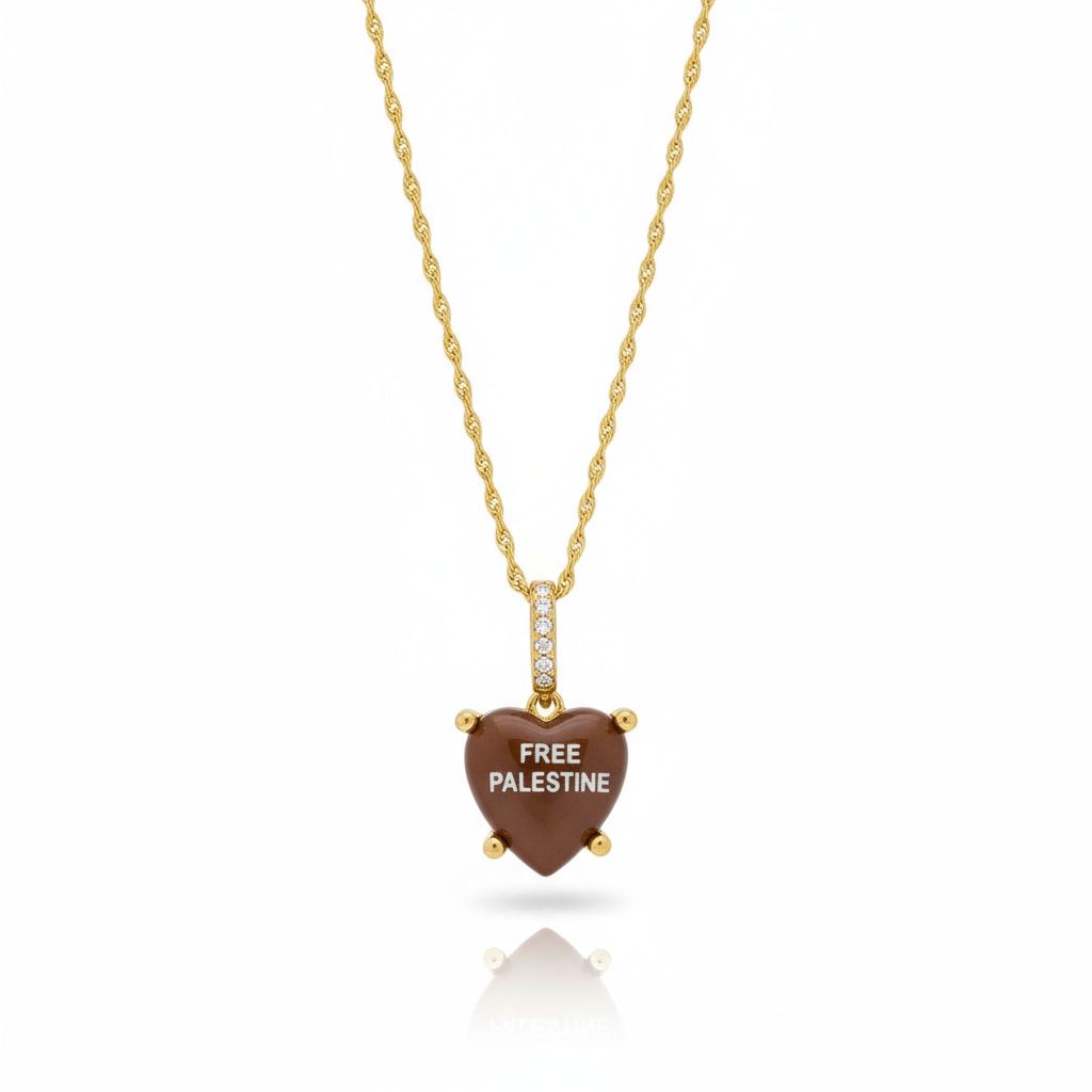 Hazelnut Charm „Free Palestine“ with necklace