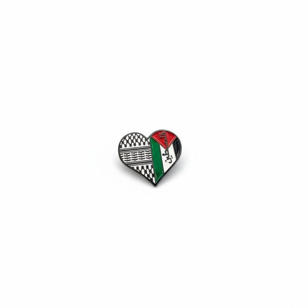 Enamel Sticker Pin – Palestine Keffiyeh Heart