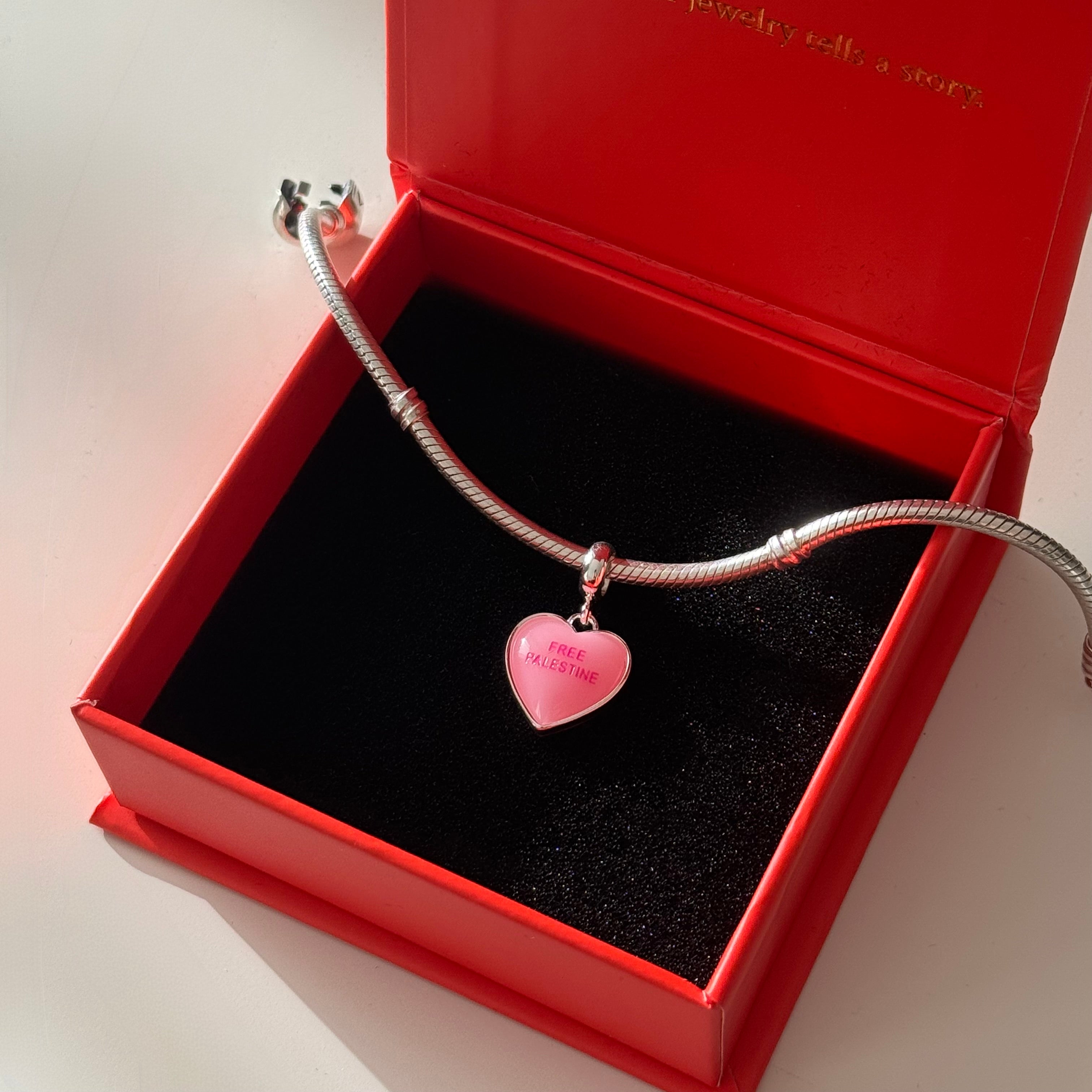 Pink “Free Palestine” Charm for charm bracelet