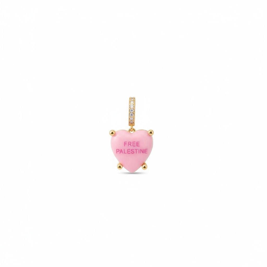 Heart Pendant "Free Palestine" Pink