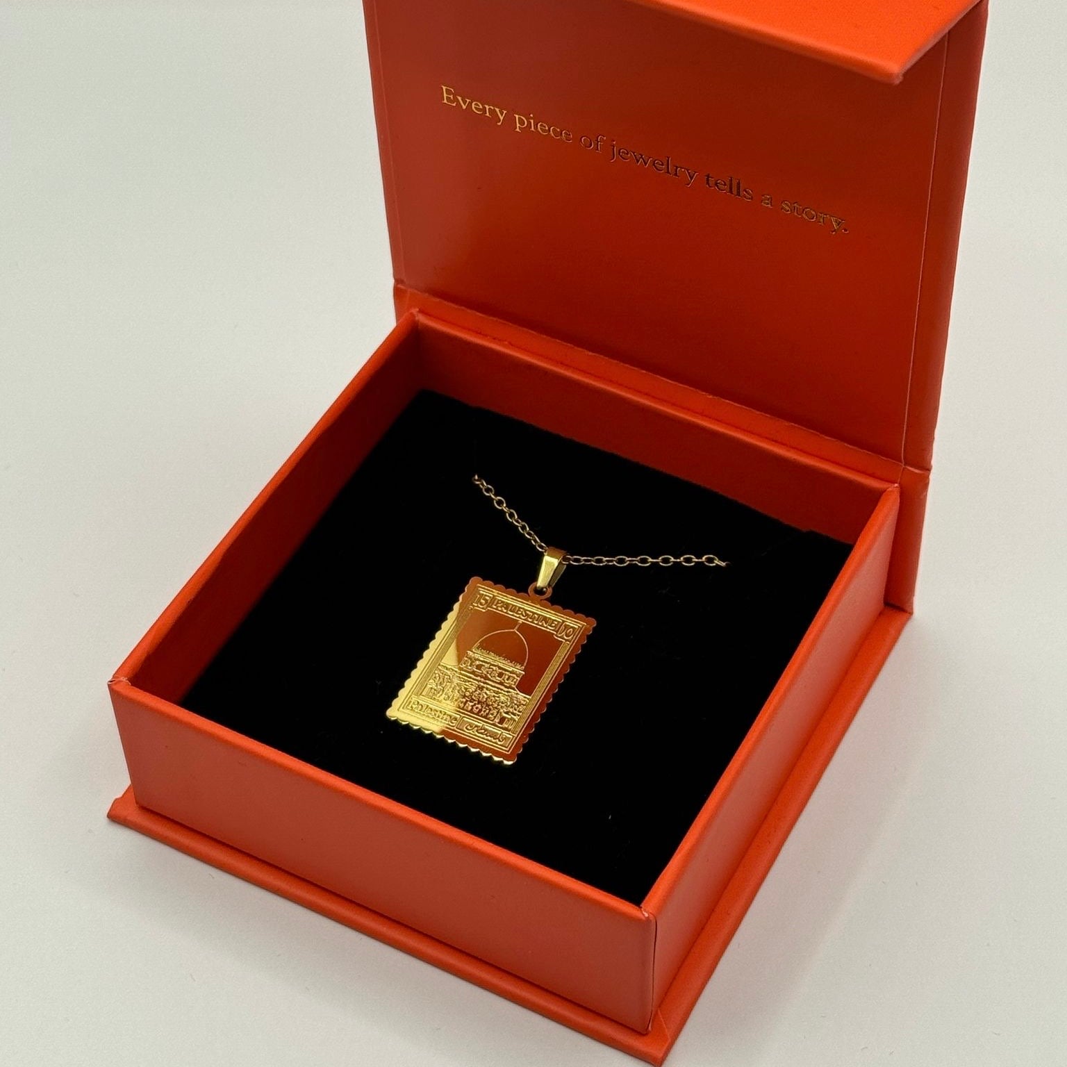 Jerusalem stamp necklace - 18k gold plated