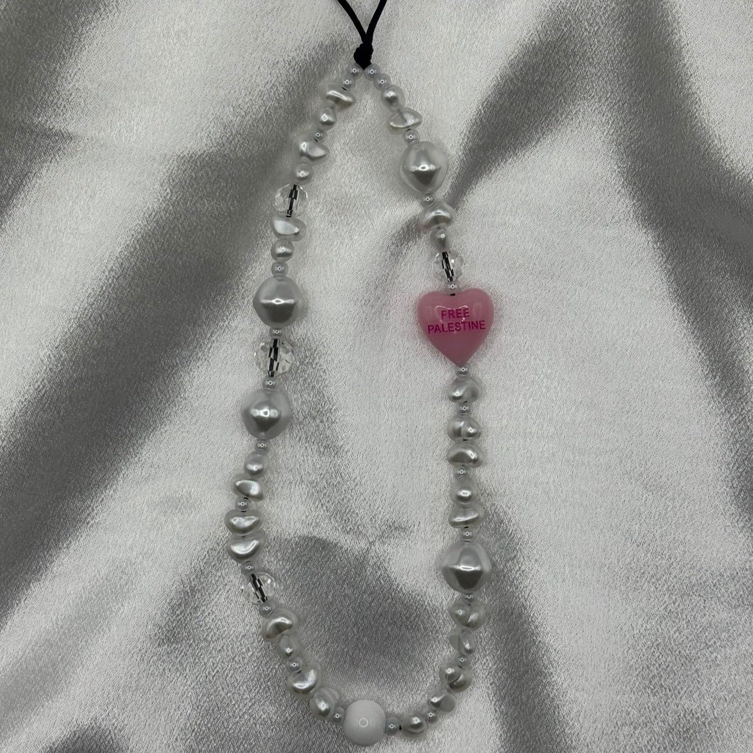 Phone-Chain with pink palestine heart