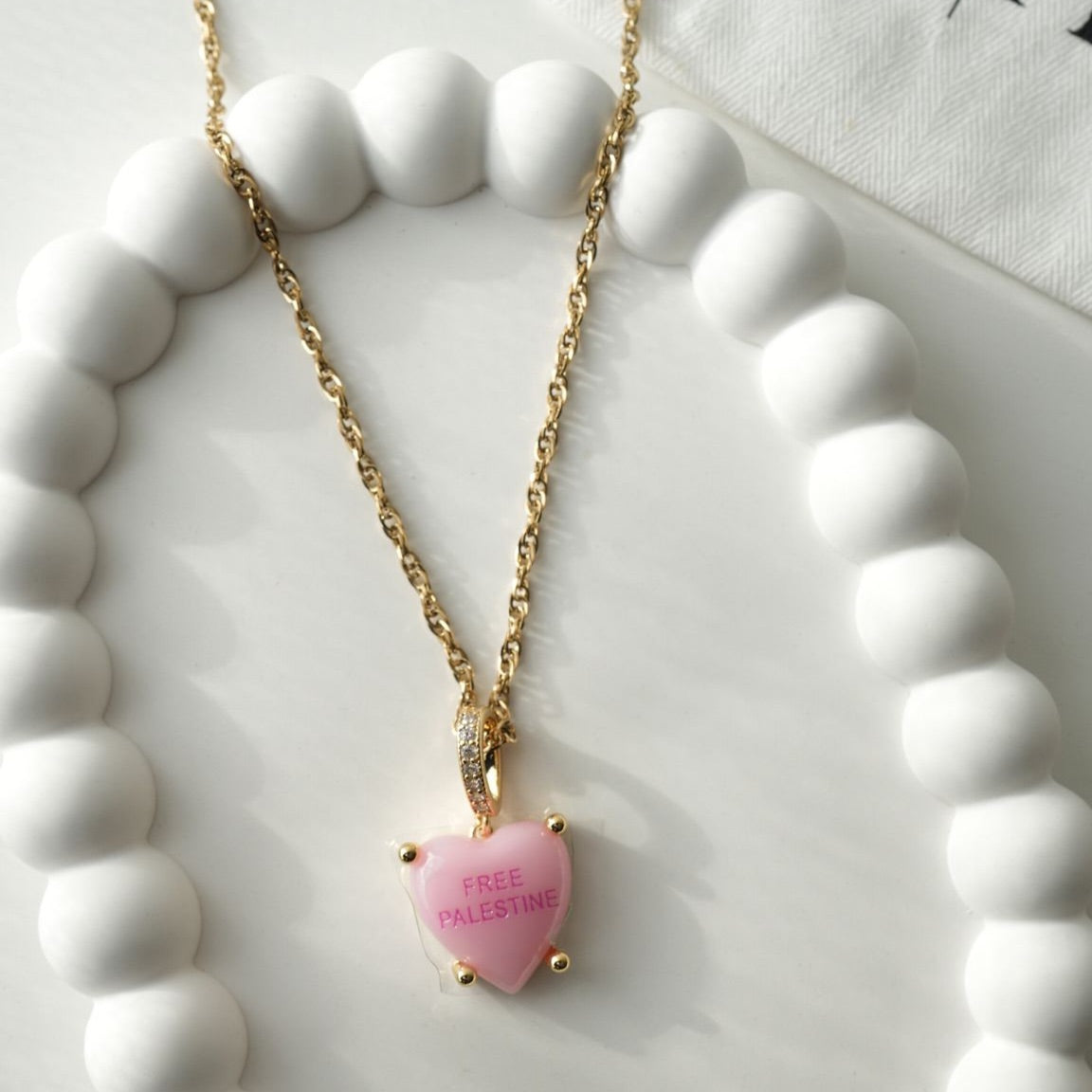 Pink Heart Pendant Necklace