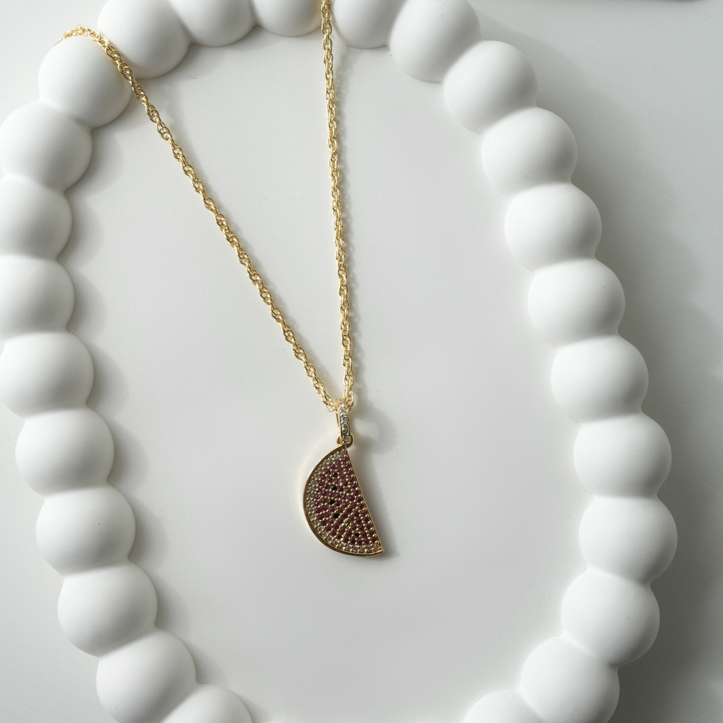 Watermelon Necklace with Zirconia Stones