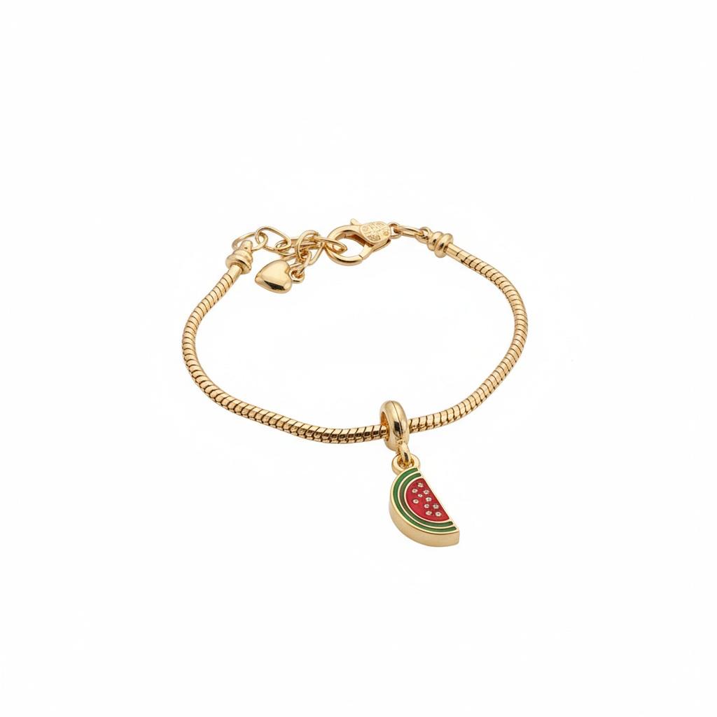 Gold bracelet with melon charm 18k gold plated