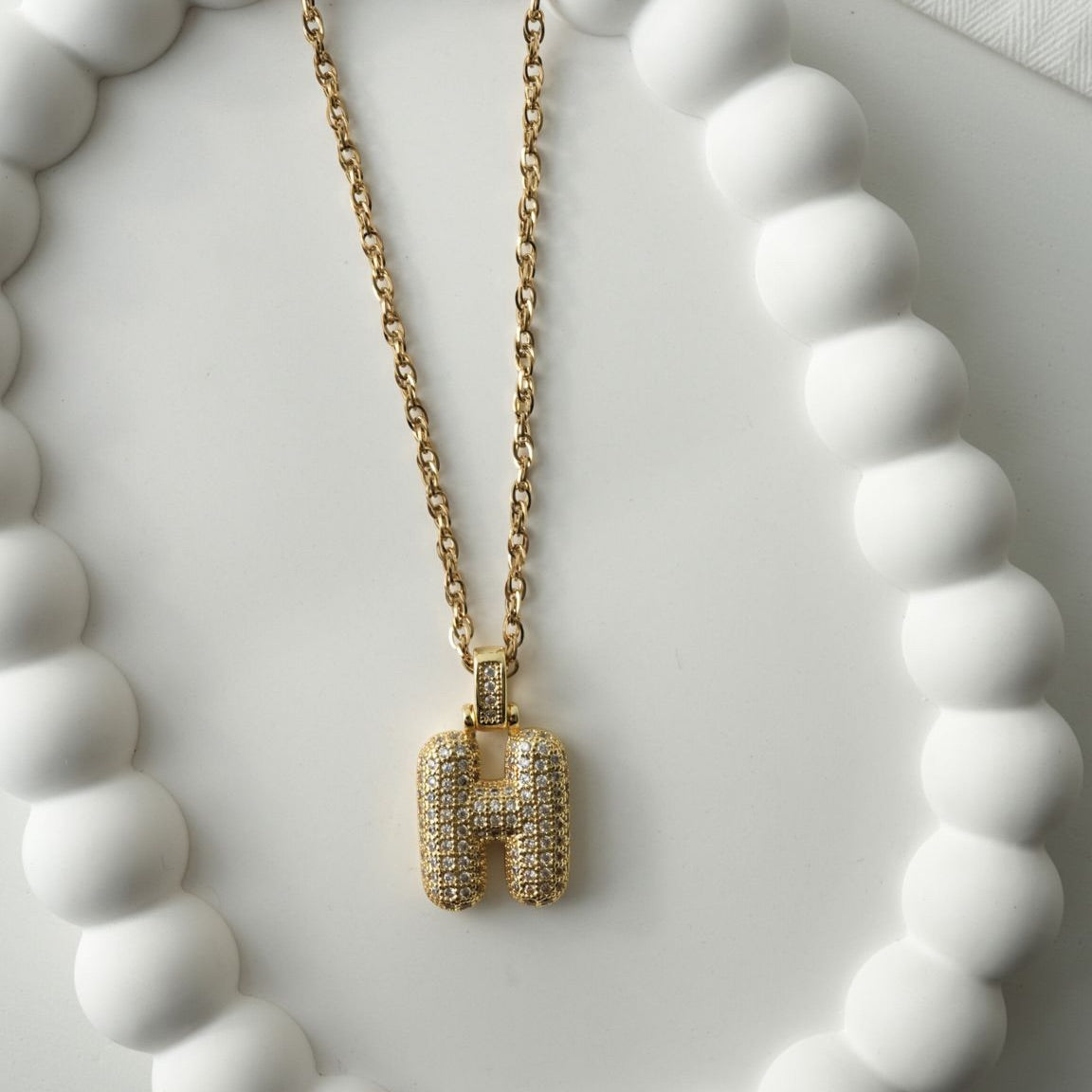 Gold Letter Pendant Necklace-Initials A-Z