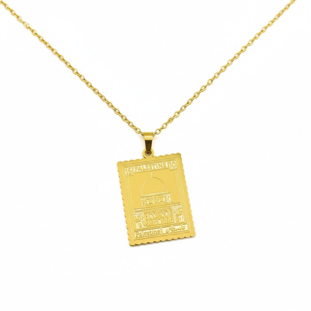 Jerusalem stamp necklace - 18k gold plated