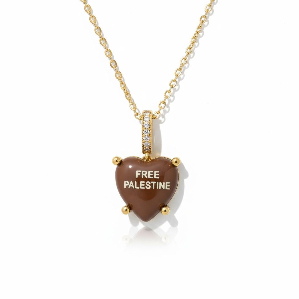 Hazelnut Charm „Free Palestine“ with necklace