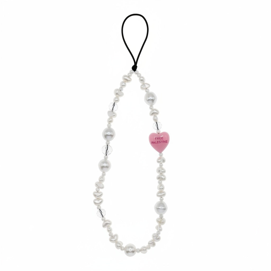 Phone-Chain with pink palestine heart
