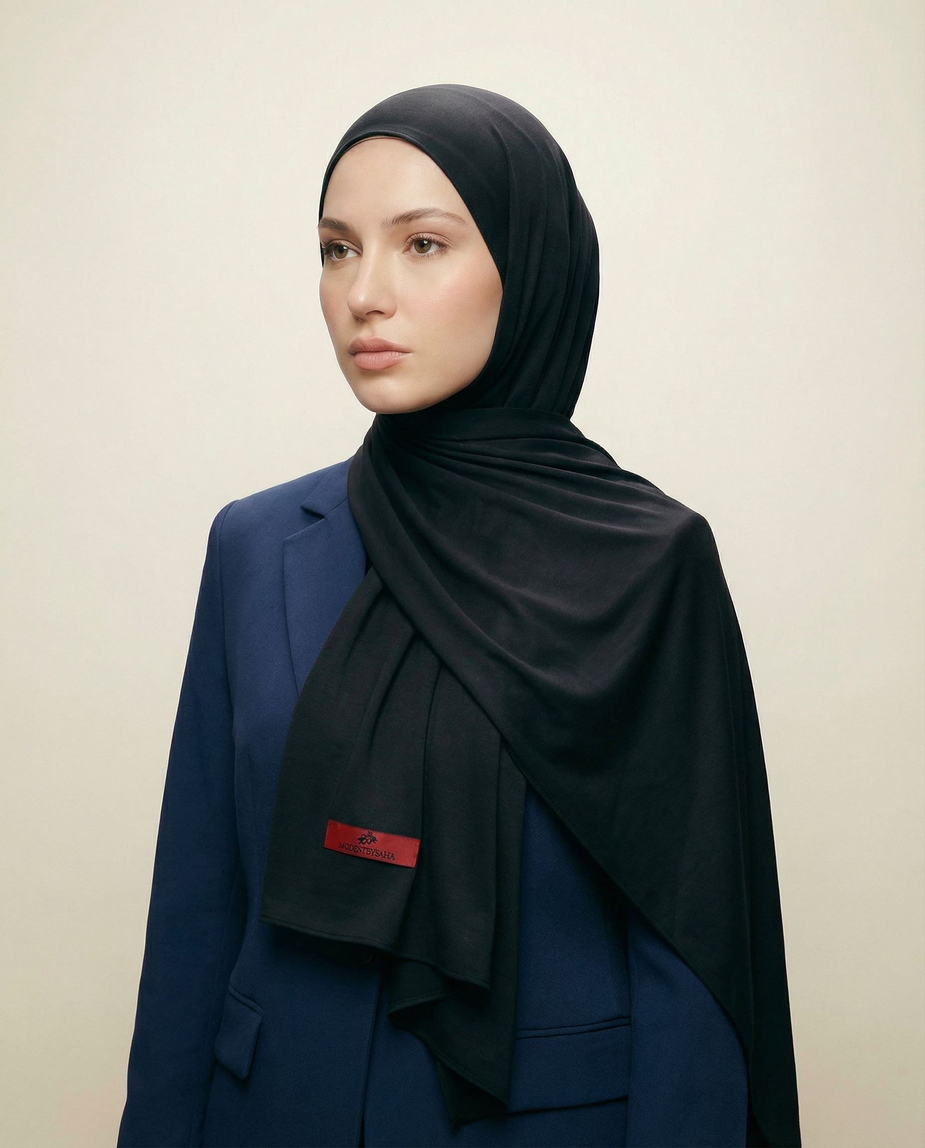 Black Satin Liquid Jersey Scarf